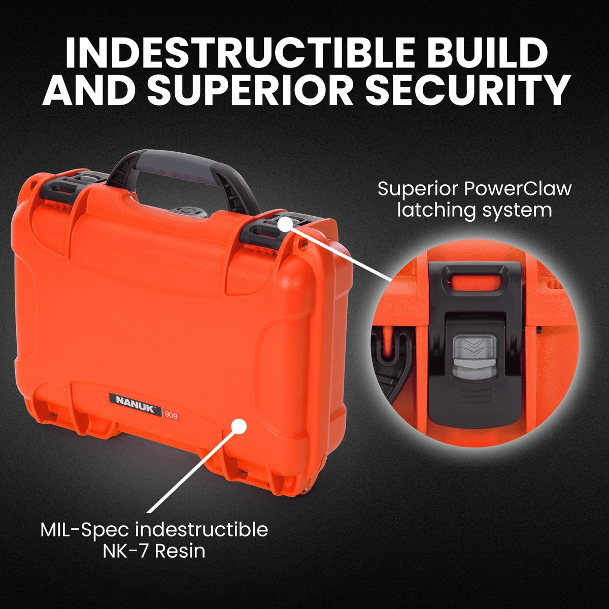 Orange Waterproof Camera Hard Case with Cubed Foam K94579
