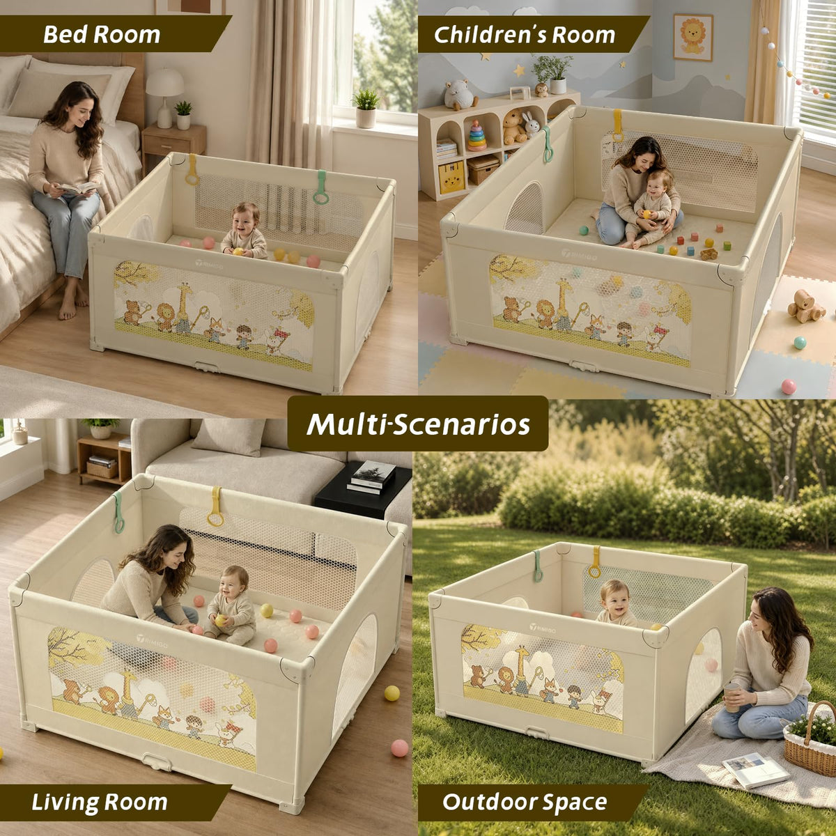 50"x50" Foldable Baby Playpen with Mat F239