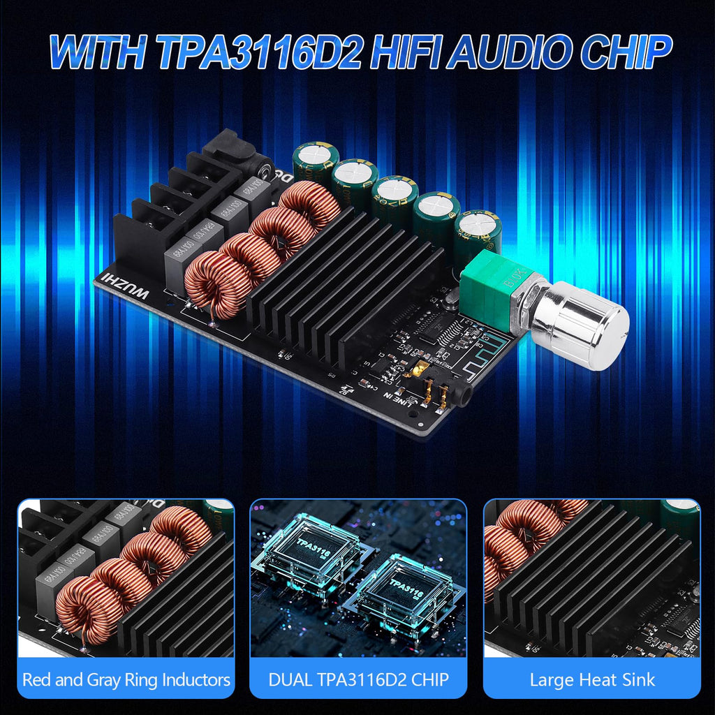 Bluetooth 5.0 Audio Amplifier Board 100W x 2 2.0 Channel Mini Amp B434630