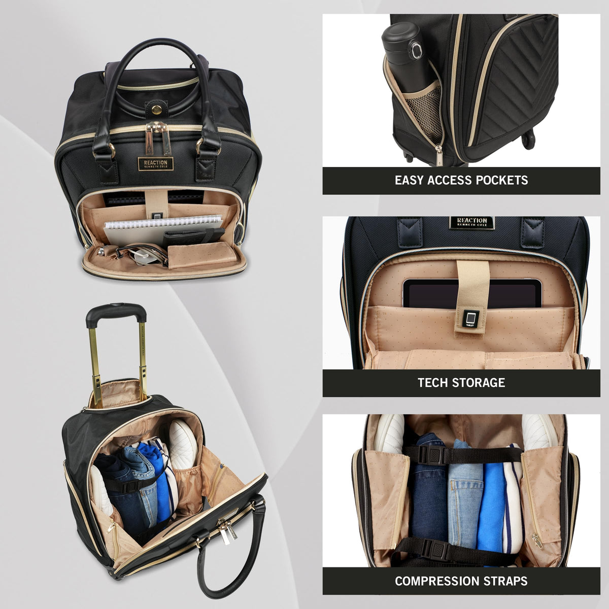 Black Quilted Underseater Luggage N1943