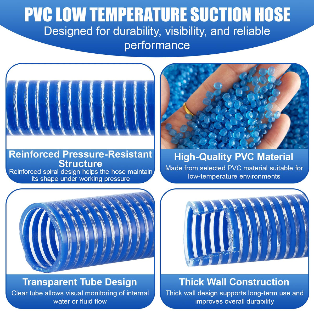 Blue Heavy Duty PVC Suction Hose A638