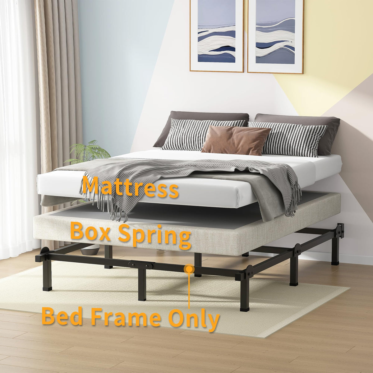 Queen 8 Inch Metal Bed Frame B4610
