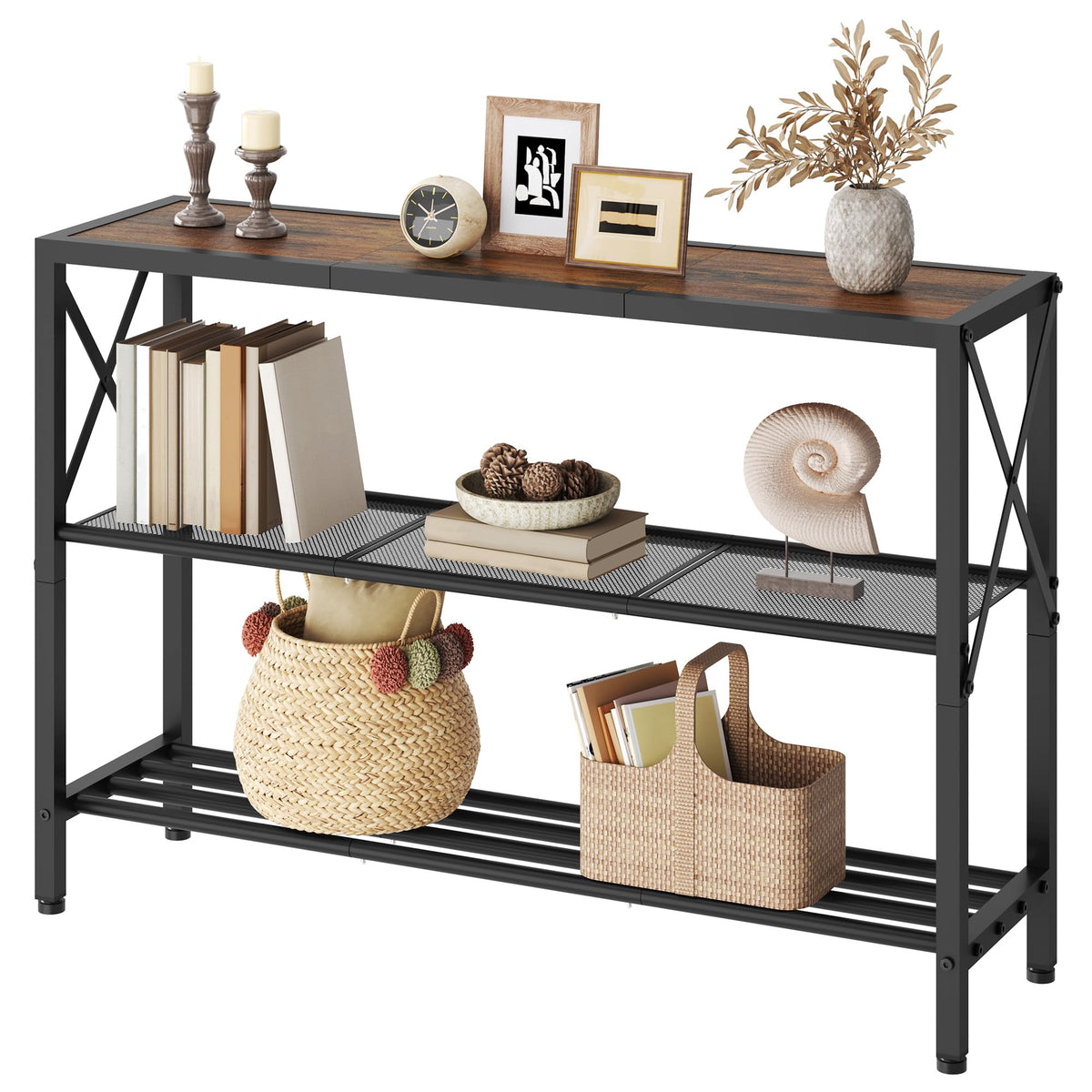 3 Tier Narrow Console Table with Shelves D740756