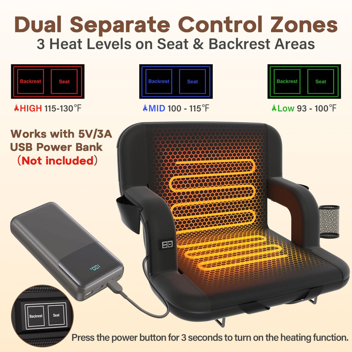 Heated Stadium Seat with Back Support K272308
