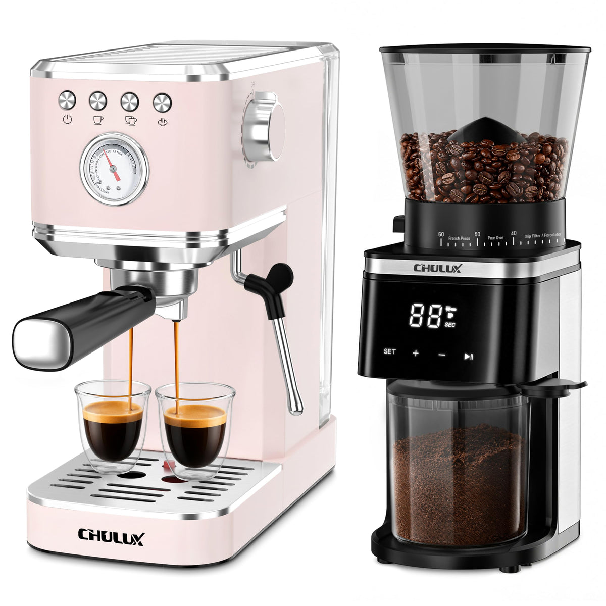 Espresso Machine with Conical Burr Coffee Grinder M8426