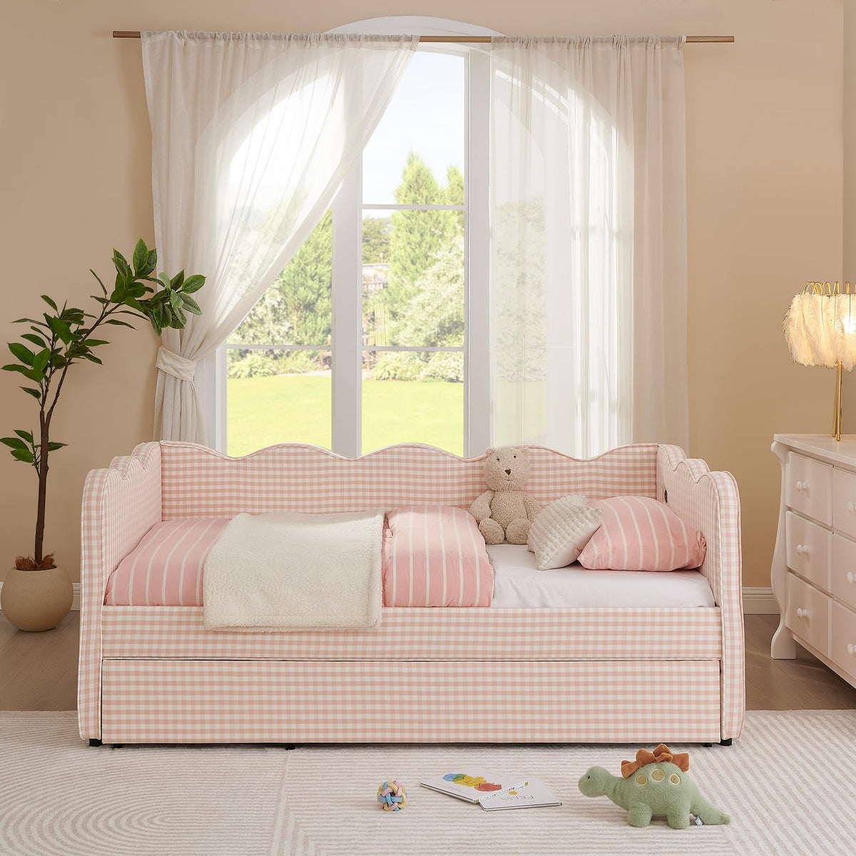 Twin to King Upholstered Daybed with Pop Up Trundle Bed P64355