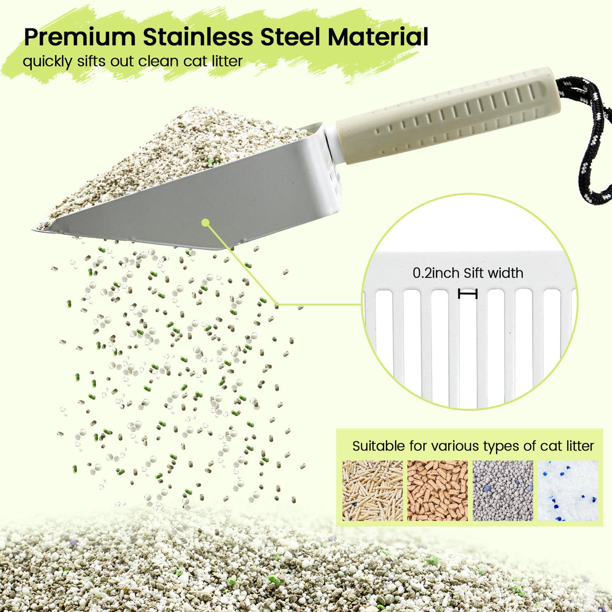 Stainless Steel Cat Litter Scoop with Holder W5363
