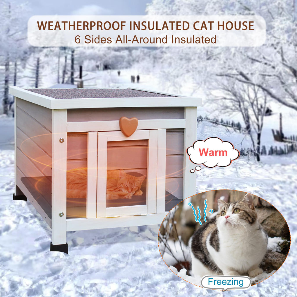 Insulated Outdoor Cat House with Liner W118156