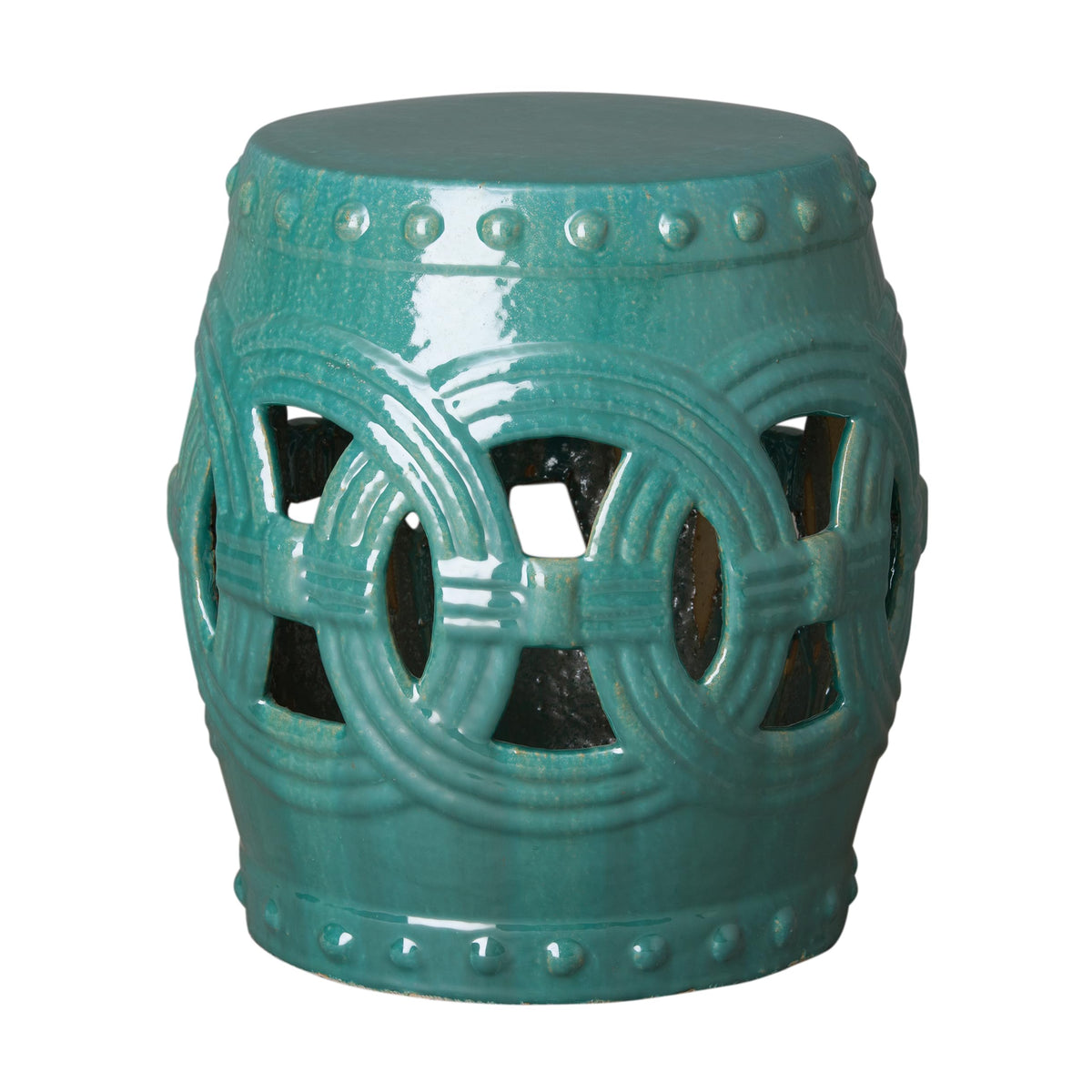 Teal Glazed Garden Stool R2647