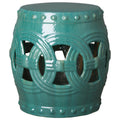 Teal Glazed Garden Stool L3394