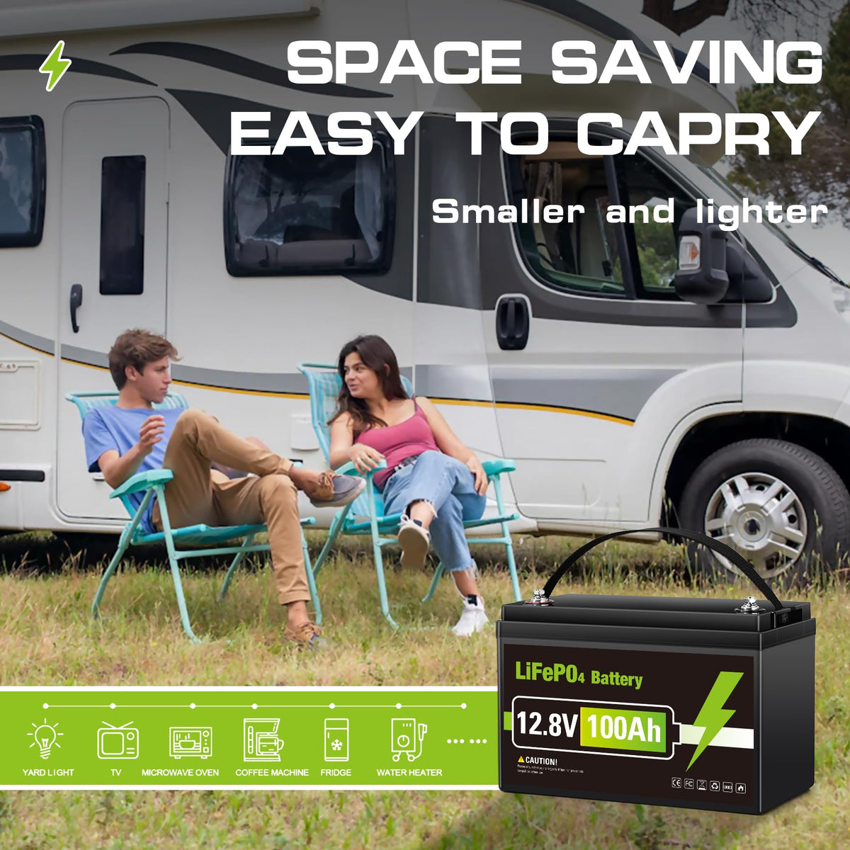 12V 100AH LiFePO4 Lithium Battery R649