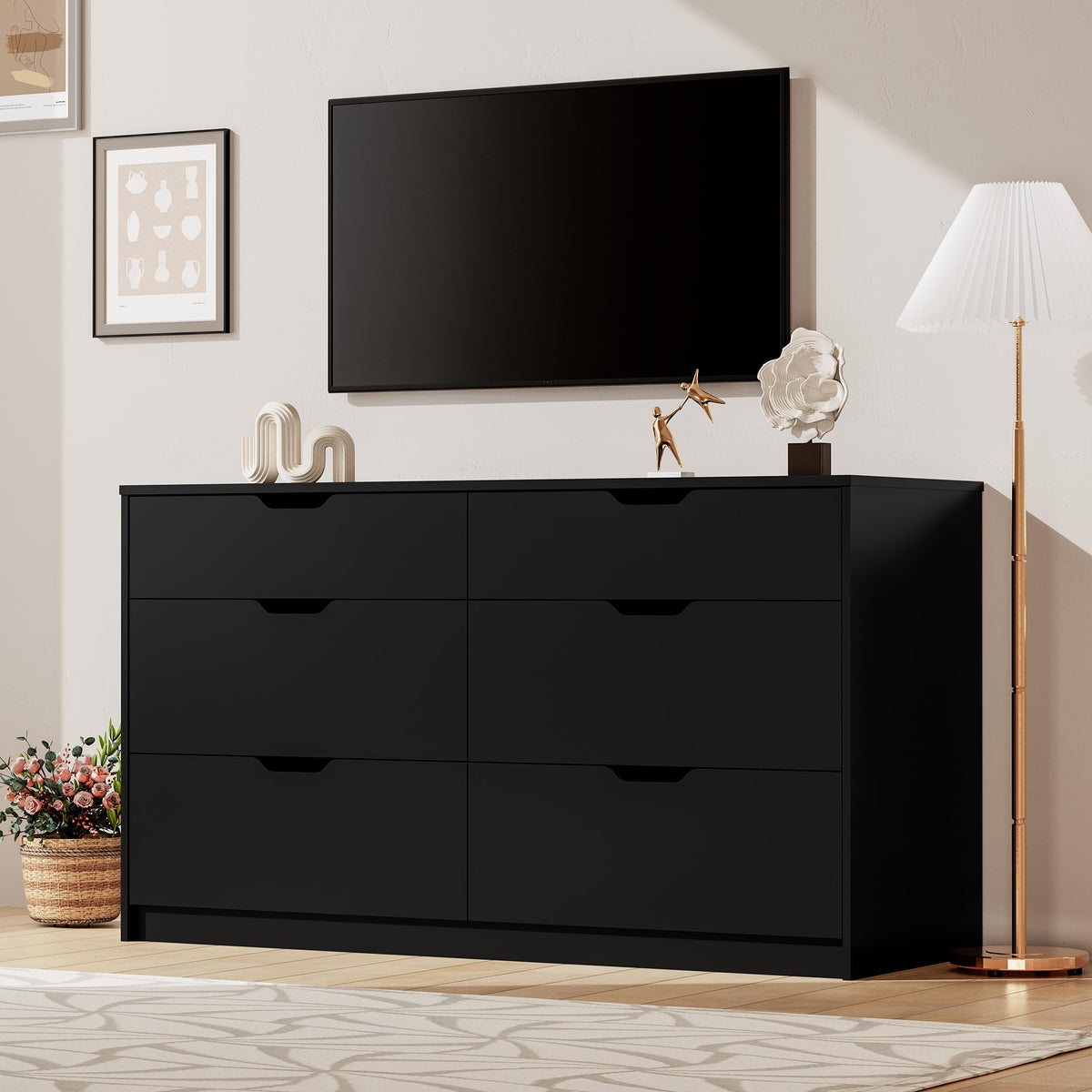 Black 6 Drawer Dresser K52725