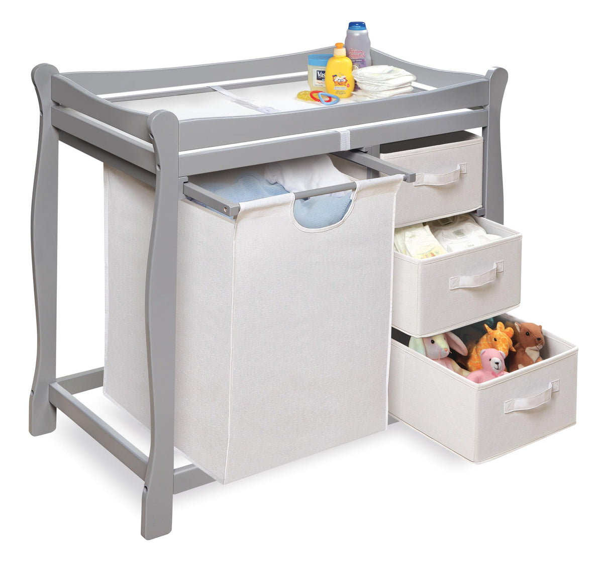 Gray Baby Changing Table with 3 Storage Baskets H62841