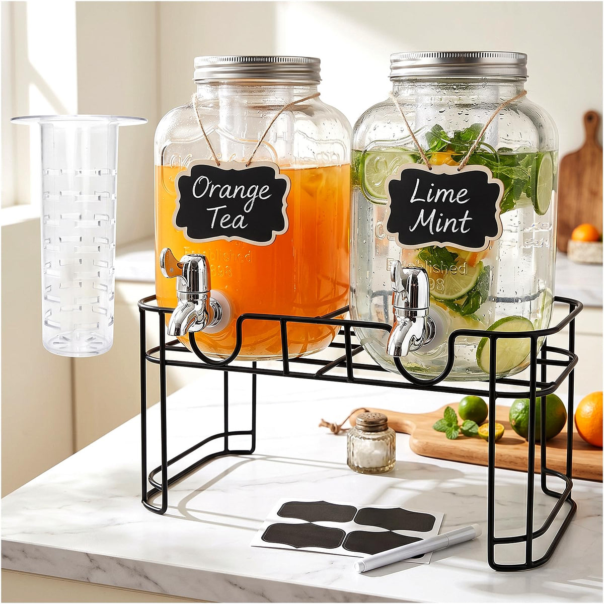 1-Gallon Beverage Dispenser 2 Pack with Stand L4842