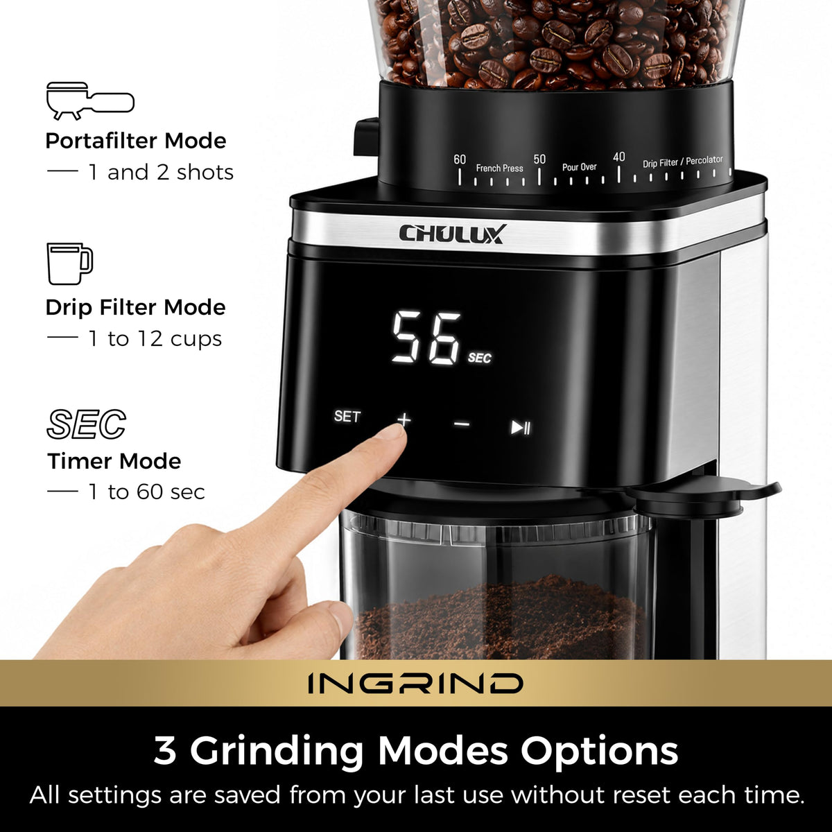 Espresso Machine with Conical Burr Coffee Grinder M8426