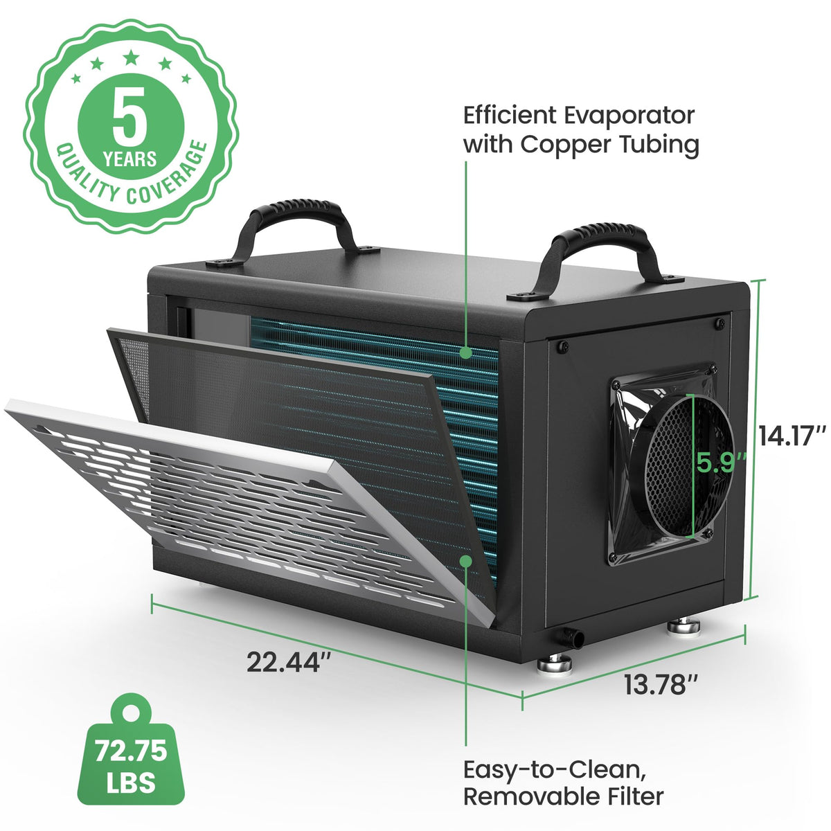 130 Pints Commercial Dehumidifier with Pump & Drain Hose V831827