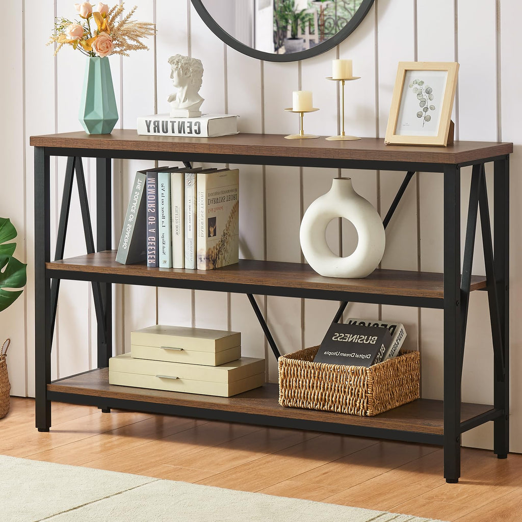 Brown 3 Tier Console Table with Open Shelves B3127