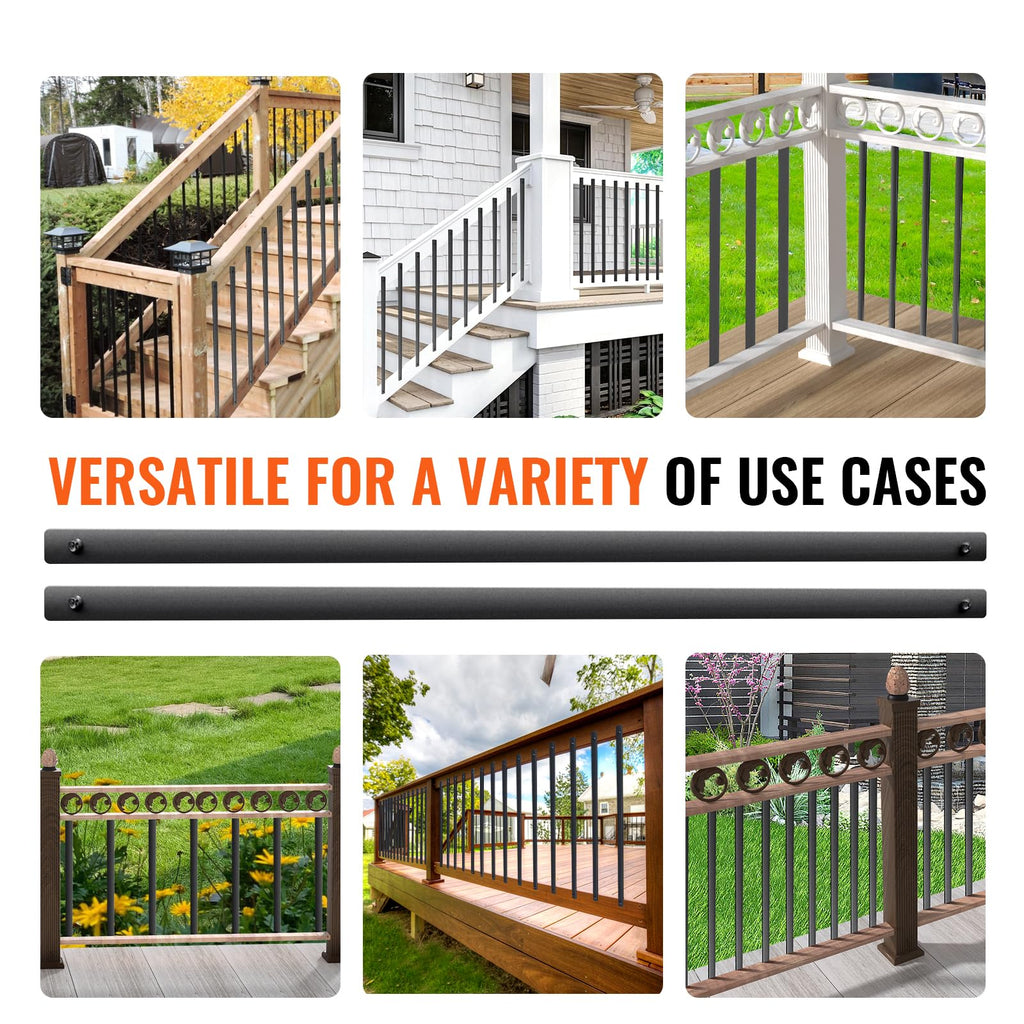 29.5"x1" Flat Aluminum Alloy 51 Pack Satin Black Metal Balusters C606