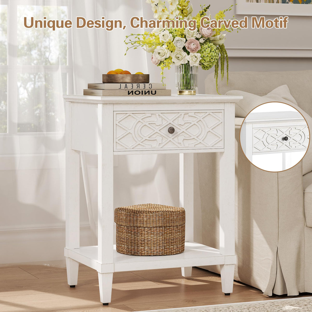 26" Solid Wood Nightstand with Drawers I710