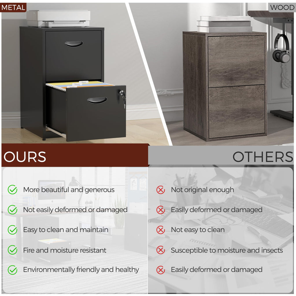 2 Drawer Metal File Cabinet with Lock V6084