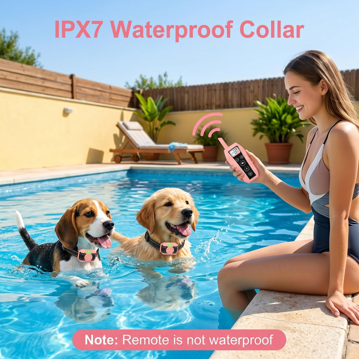 Pink 2000FT Waterproof Dog Training Collar M400
