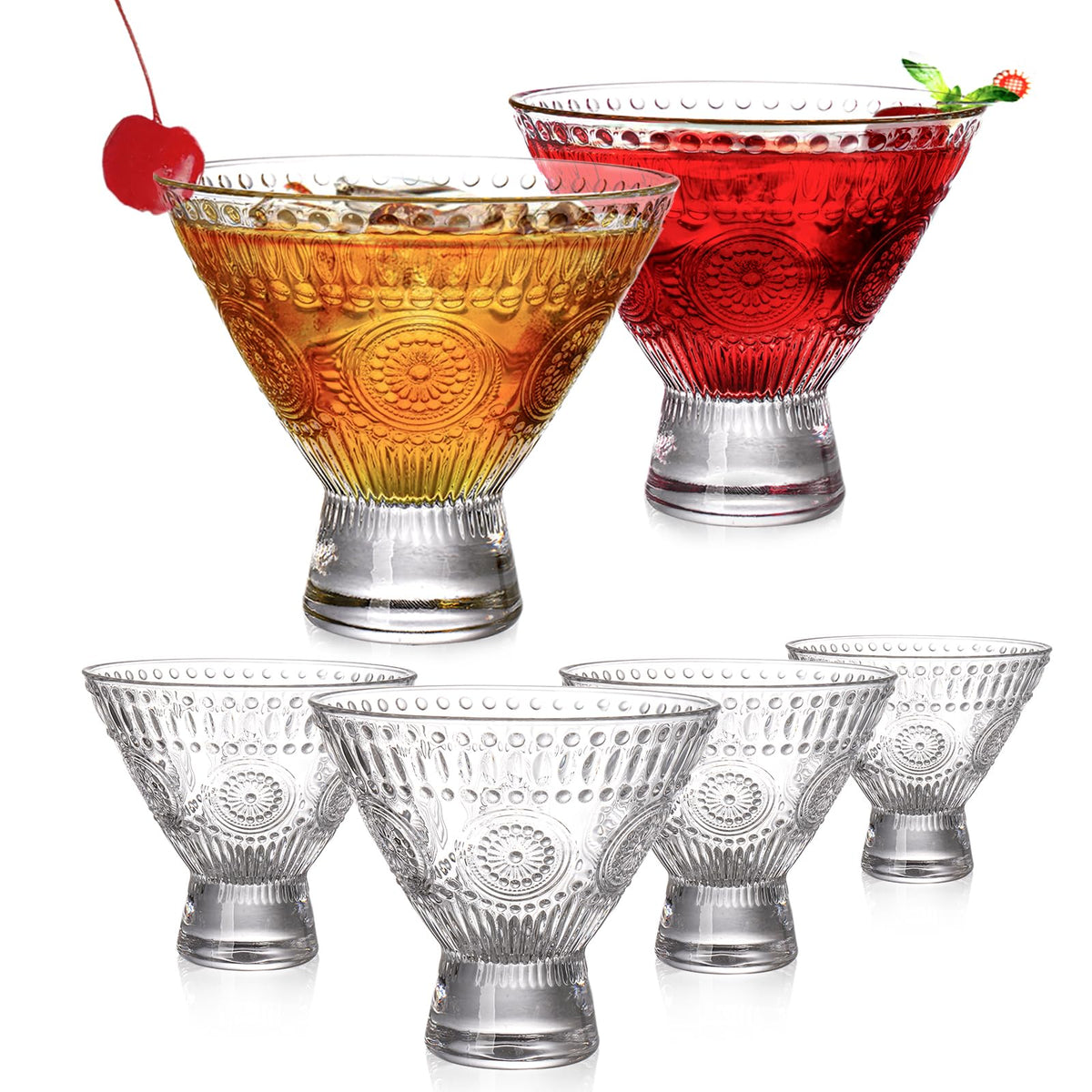 6 Pack 8 oz Stemless Martini Glasses C65672