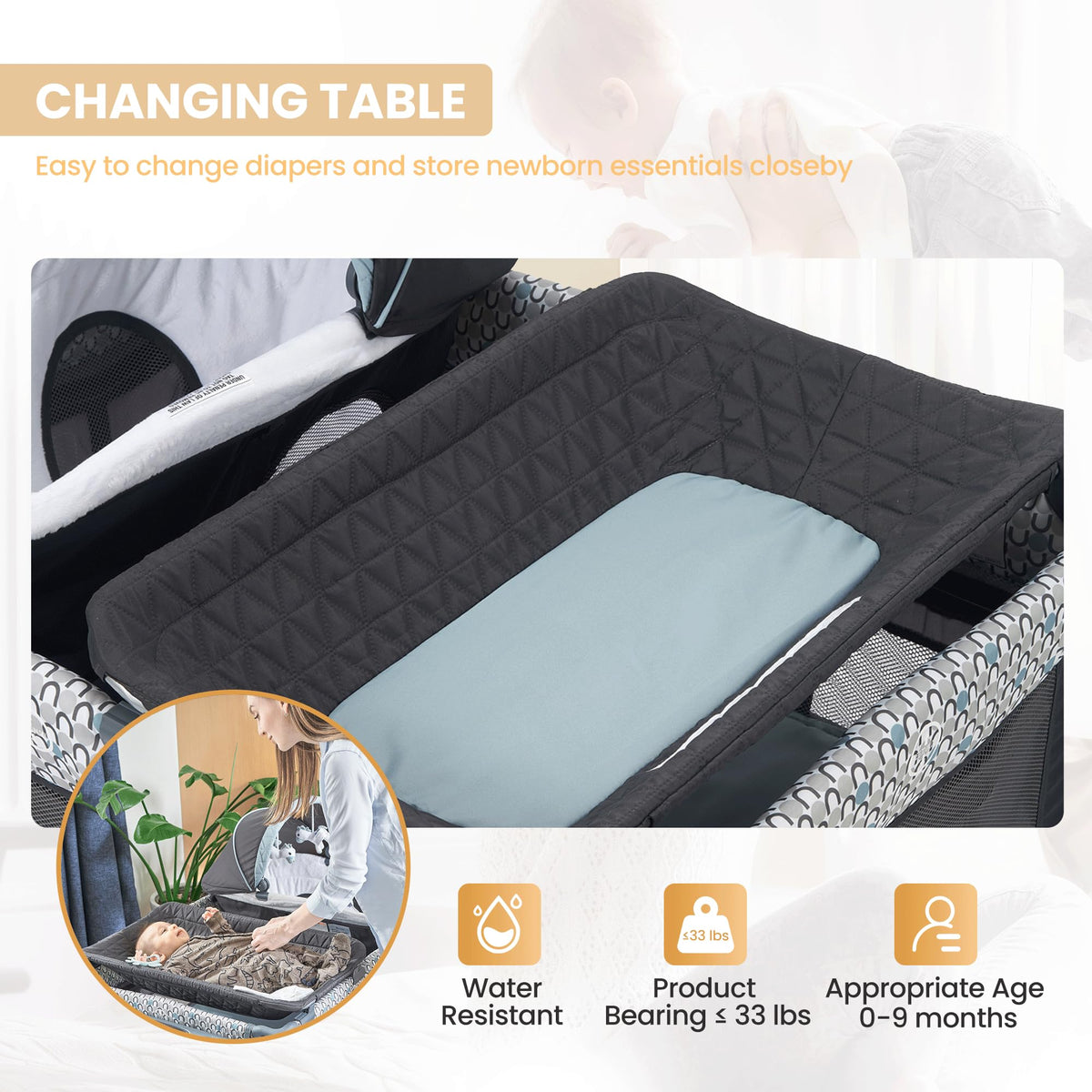 5 in 1 Foldable Baby Crib Playpen L7283