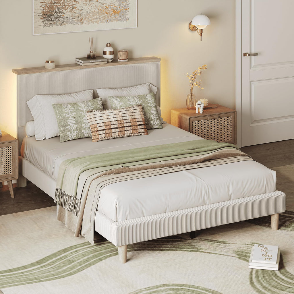 Full Bed Frame with Adjustable Headboard W13252