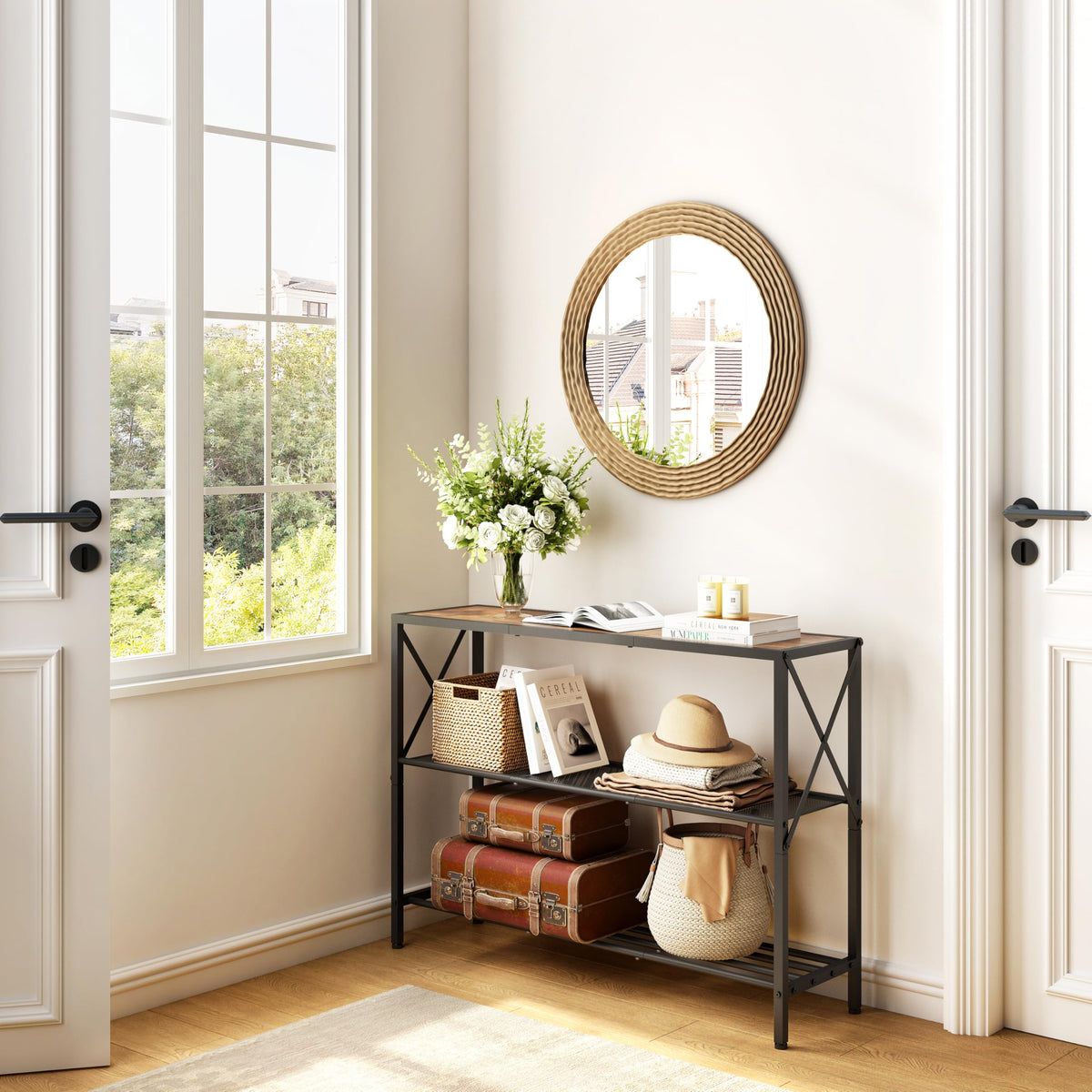 3 Tier Narrow Console Table with Shelves D740756