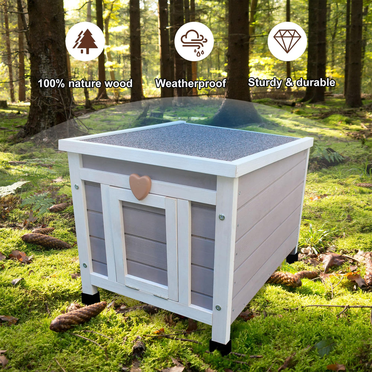 Insulated Outdoor Cat House with Liner W118156