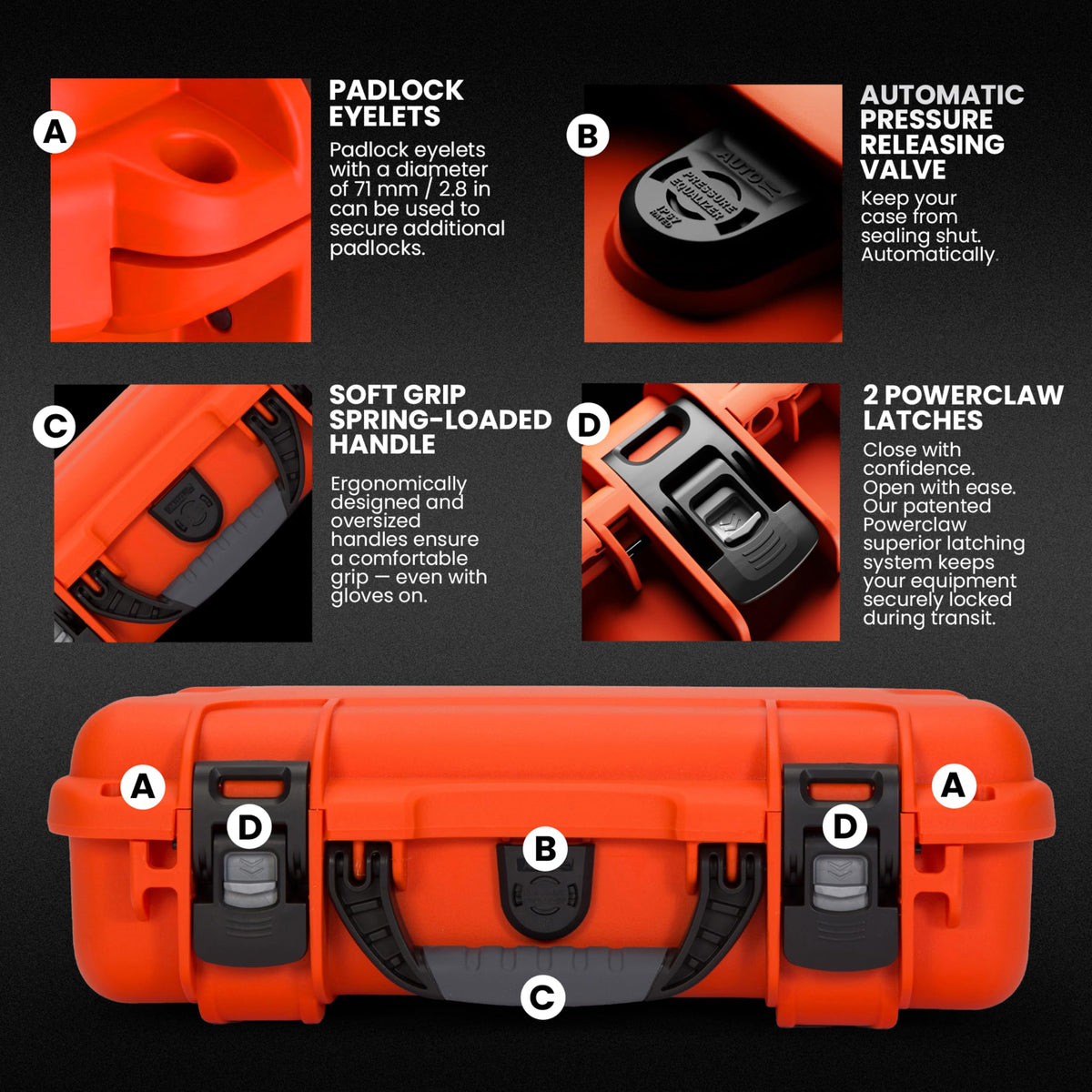 Orange Waterproof Camera Hard Case with Cubed Foam K94579