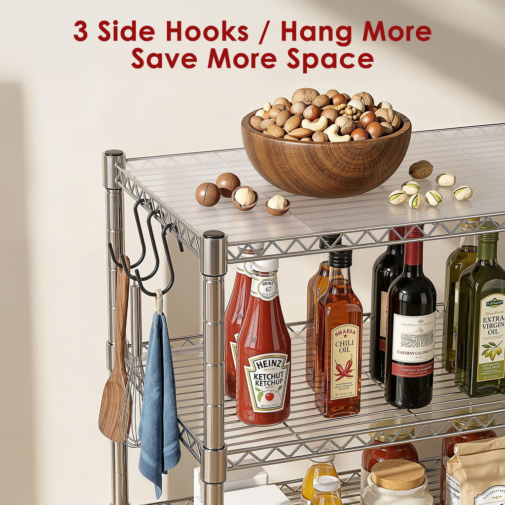 Heavy Duty 3-Shelf Chrome Steel Shelving Unit with Wheels P543