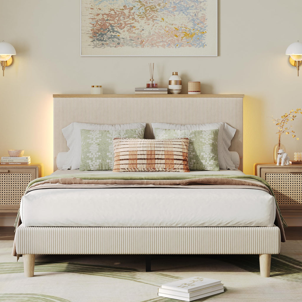 Full Bed Frame with Adjustable Headboard W13252