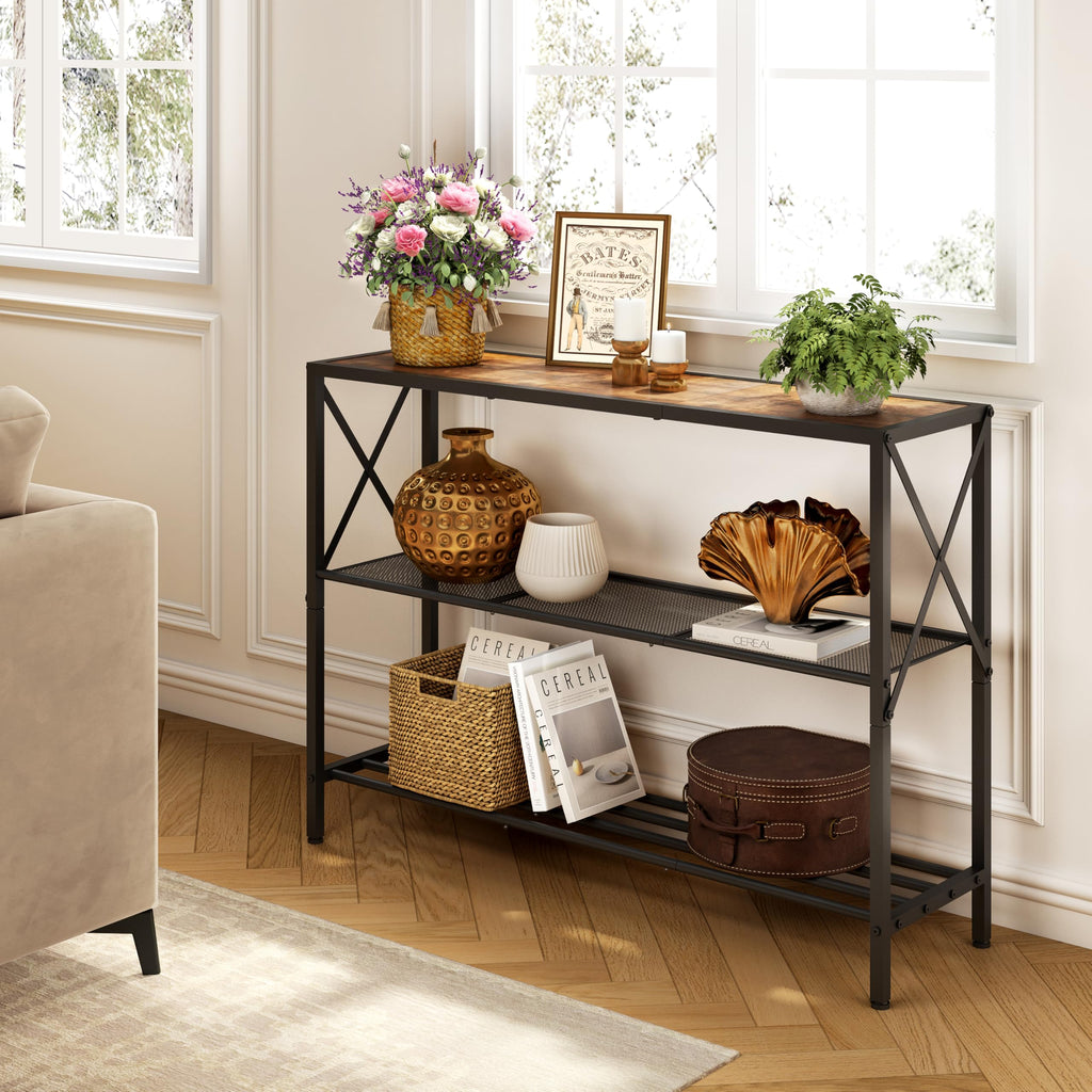 3 Tier Narrow Console Table with Shelves D740756