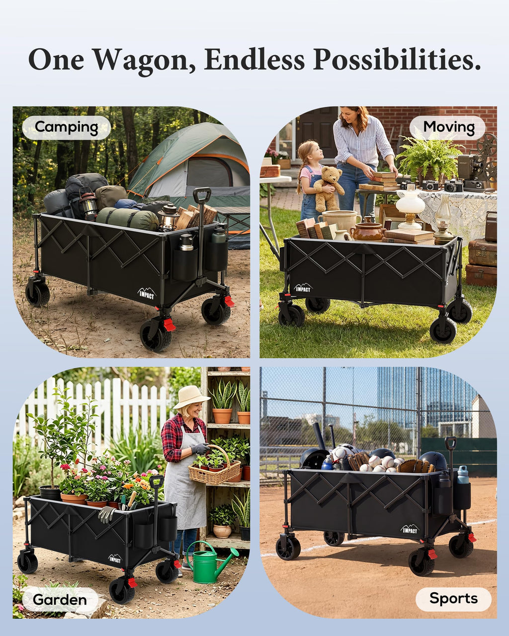 46" Collapsible Wagon Cart 300L Capacity F126923
